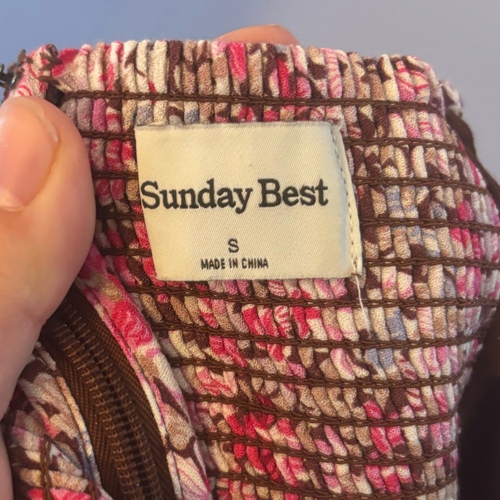 Aritzia Sunday Best Mini Pink Floral Spaghetti Strap Dress - Picture 5 of 8